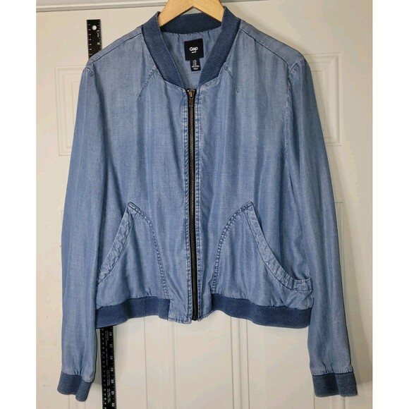 Gap Indigo denim blue bomber jacket, size XL - Picture 3 of 7